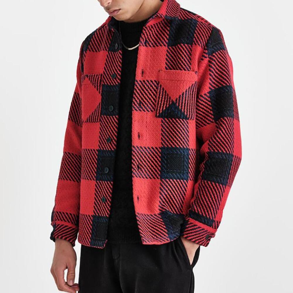 Wax London Whiting Overshirt Patron Check Red Small